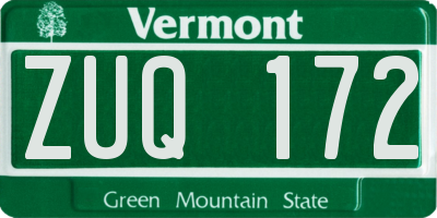 VT license plate ZUQ172