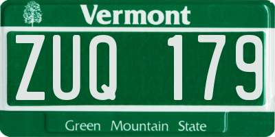 VT license plate ZUQ179