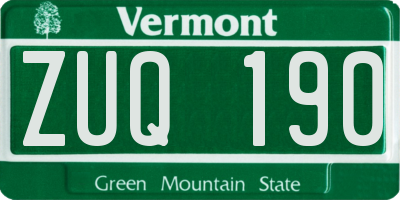 VT license plate ZUQ190