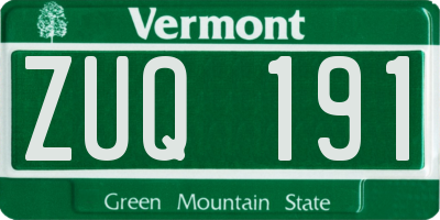 VT license plate ZUQ191