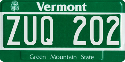 VT license plate ZUQ202