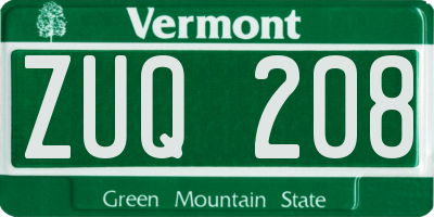 VT license plate ZUQ208