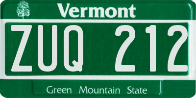 VT license plate ZUQ212