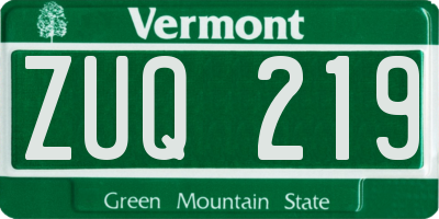 VT license plate ZUQ219