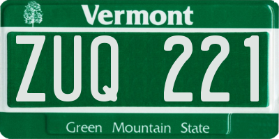 VT license plate ZUQ221
