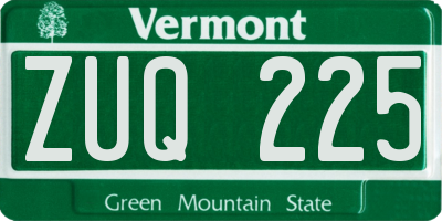 VT license plate ZUQ225