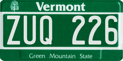 VT license plate ZUQ226