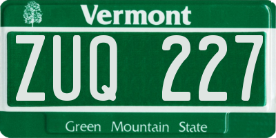 VT license plate ZUQ227