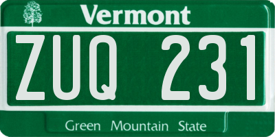 VT license plate ZUQ231