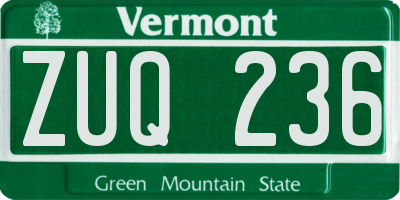 VT license plate ZUQ236