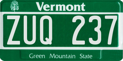 VT license plate ZUQ237
