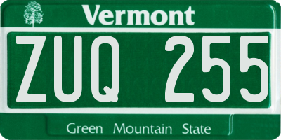 VT license plate ZUQ255