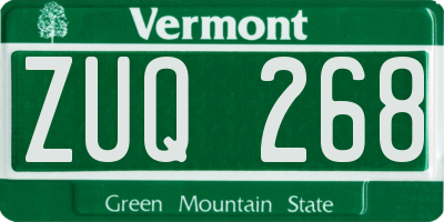 VT license plate ZUQ268