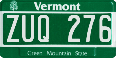 VT license plate ZUQ276