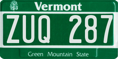 VT license plate ZUQ287