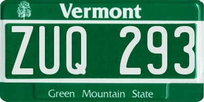 VT license plate ZUQ293