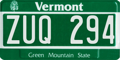 VT license plate ZUQ294