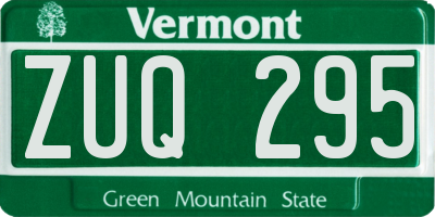VT license plate ZUQ295