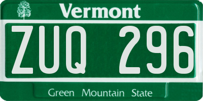 VT license plate ZUQ296