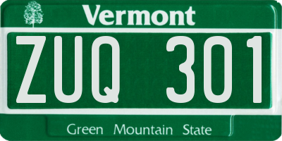 VT license plate ZUQ301