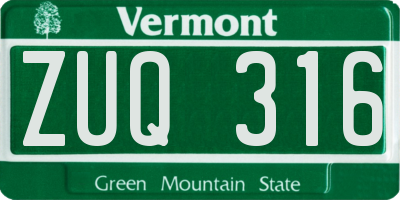 VT license plate ZUQ316
