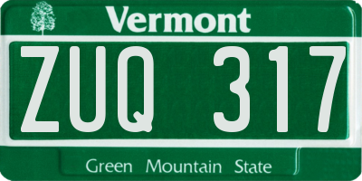 VT license plate ZUQ317