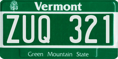 VT license plate ZUQ321