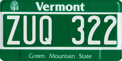 VT license plate ZUQ322
