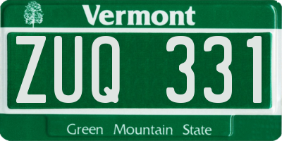 VT license plate ZUQ331