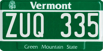 VT license plate ZUQ335