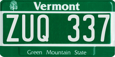 VT license plate ZUQ337
