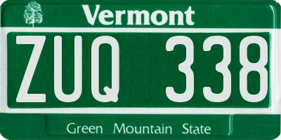 VT license plate ZUQ338