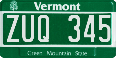 VT license plate ZUQ345