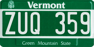 VT license plate ZUQ359