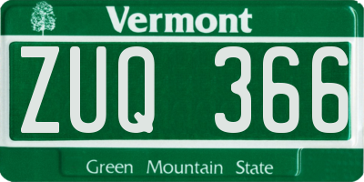 VT license plate ZUQ366