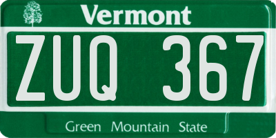 VT license plate ZUQ367