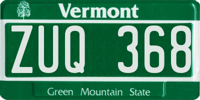 VT license plate ZUQ368