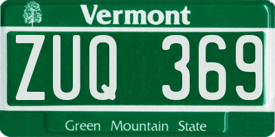 VT license plate ZUQ369