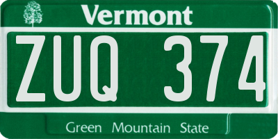 VT license plate ZUQ374