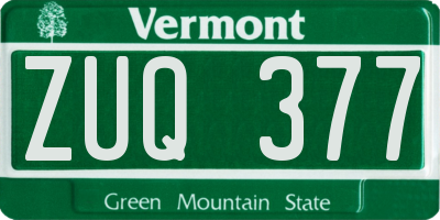 VT license plate ZUQ377