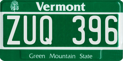 VT license plate ZUQ396