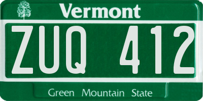 VT license plate ZUQ412