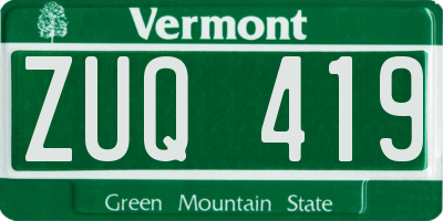 VT license plate ZUQ419