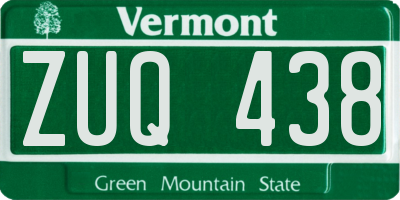 VT license plate ZUQ438