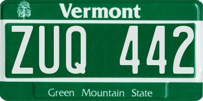 VT license plate ZUQ442