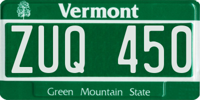 VT license plate ZUQ450