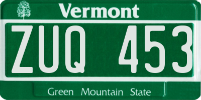 VT license plate ZUQ453
