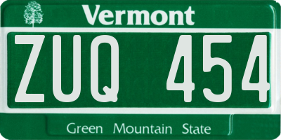 VT license plate ZUQ454
