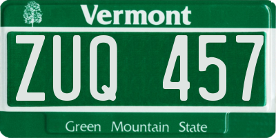 VT license plate ZUQ457