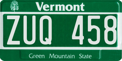 VT license plate ZUQ458